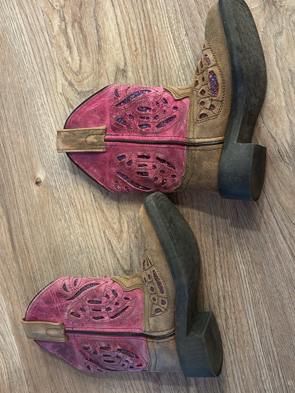 Shyanne Pink and Brown Girls Western Cowboy Boots